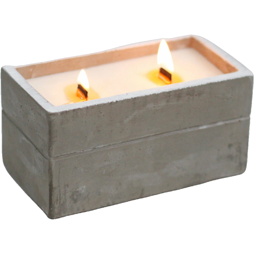 Emmy Jane Boutique Concrete Wooden Wick Soy Wax Candles - Long Burning - 6 Great Scents