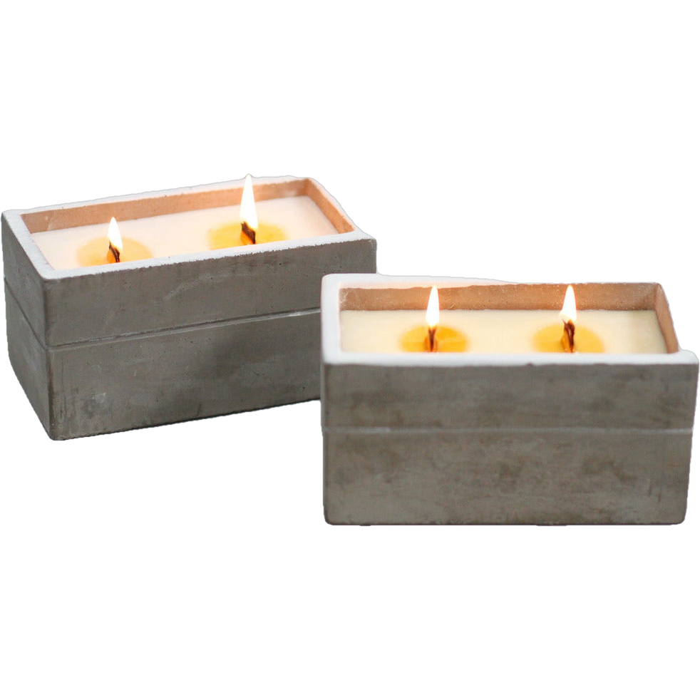 Emmy Jane Boutique Concrete Wooden Wick Soy Wax Candles - Long Burning - 6 Great Scents
