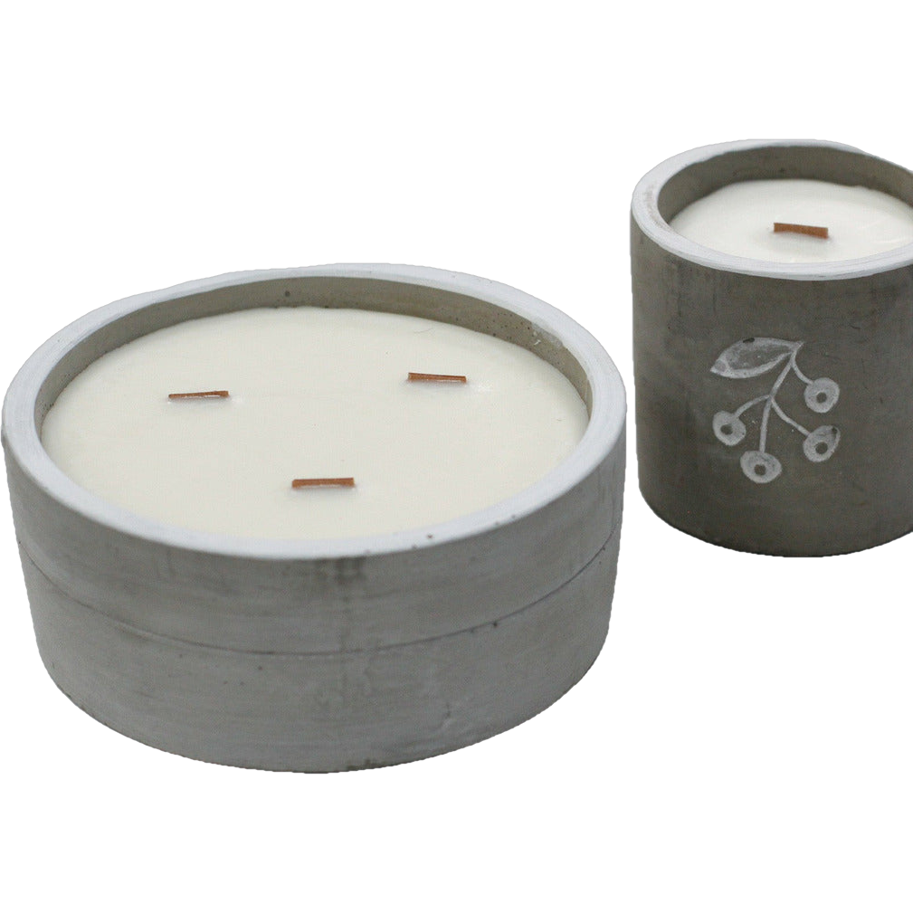 Emmy Jane BoutiqueConcrete Wooden Wick Soy Wax Candles - Long Burning