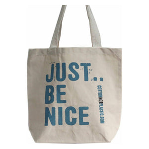 Emmy Jane Boutique Just Be Nice - Cotton Shopper Tote Bags - Green Blue Orange or Black