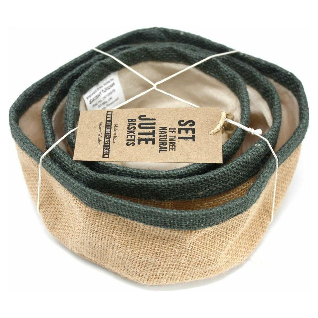 Emmy Jane Boutique Eco Friendly Storage - Set of 3 Natural Jute Baskets - Choice of 4 Colours