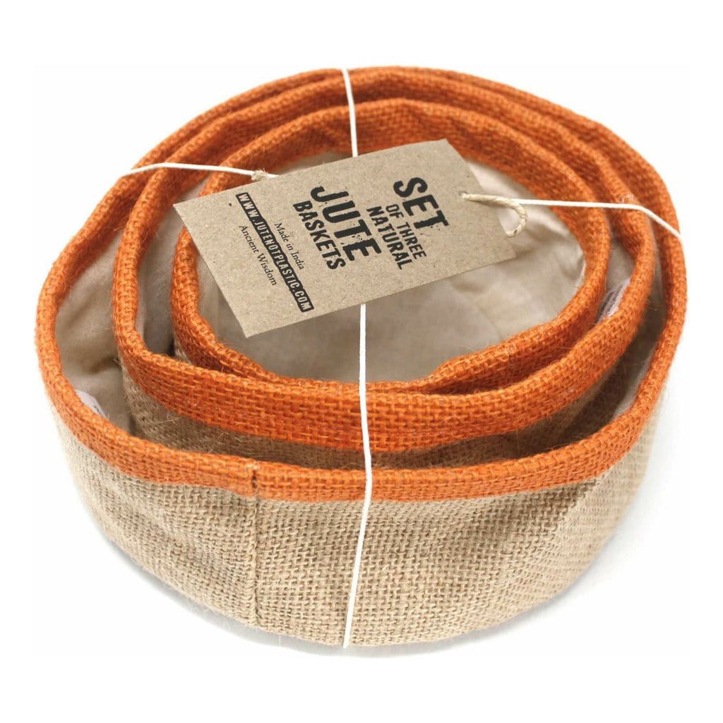 Emmy Jane Boutique Eco Friendly Storage - Set of 3 Natural Jute Baskets - Choice of 4 Colours