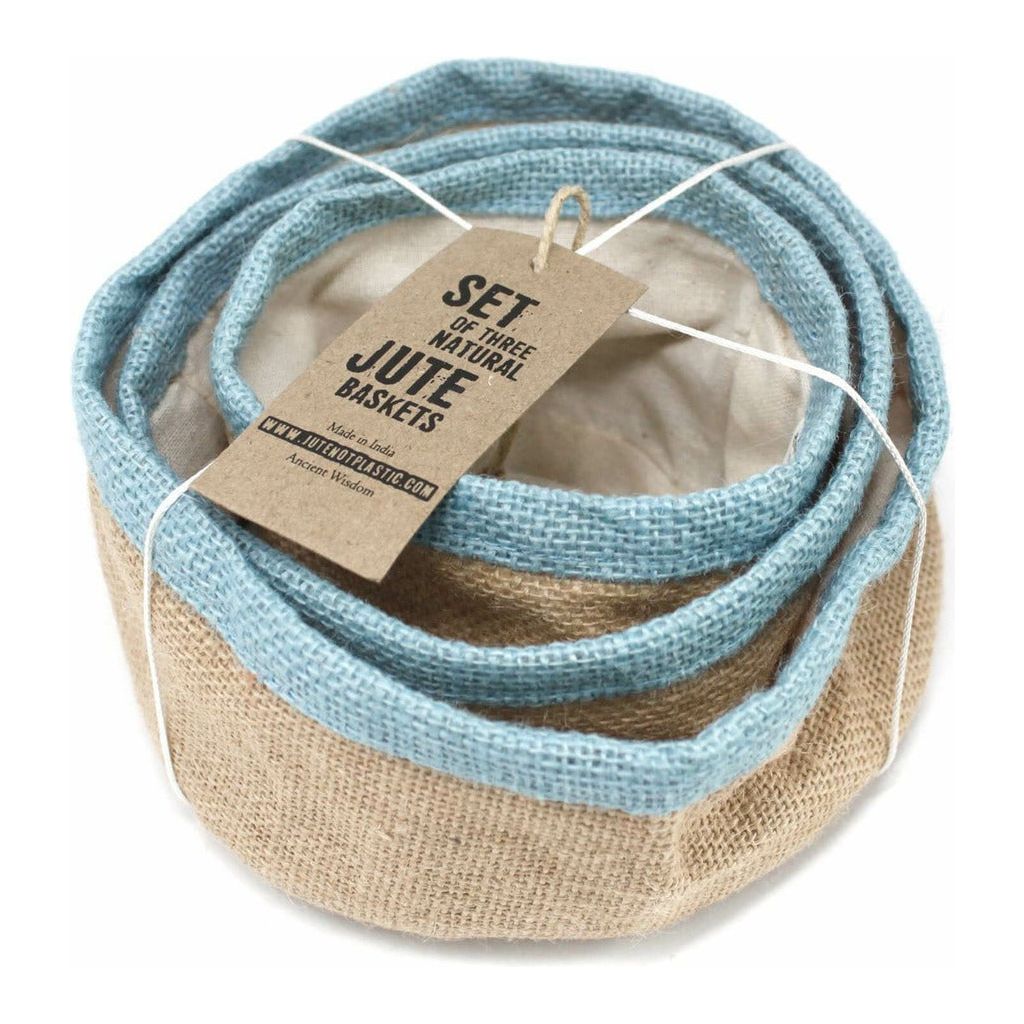 Emmy Jane Boutique Eco Friendly Storage - Set of 3 Natural Jute Baskets - Choice of 4 Colours