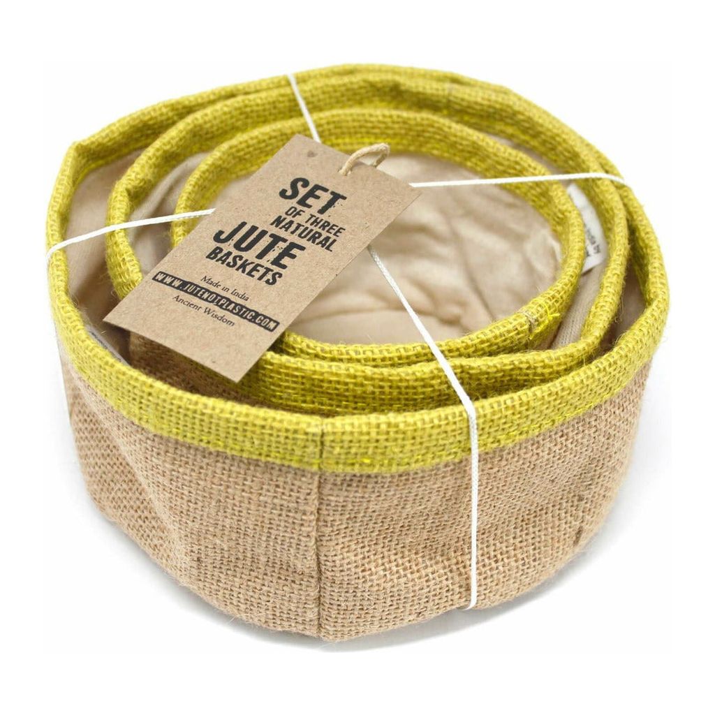 Emmy Jane Boutique Eco Friendly Storage - Set of 3 Natural Jute Baskets - Choice of 4 Colours