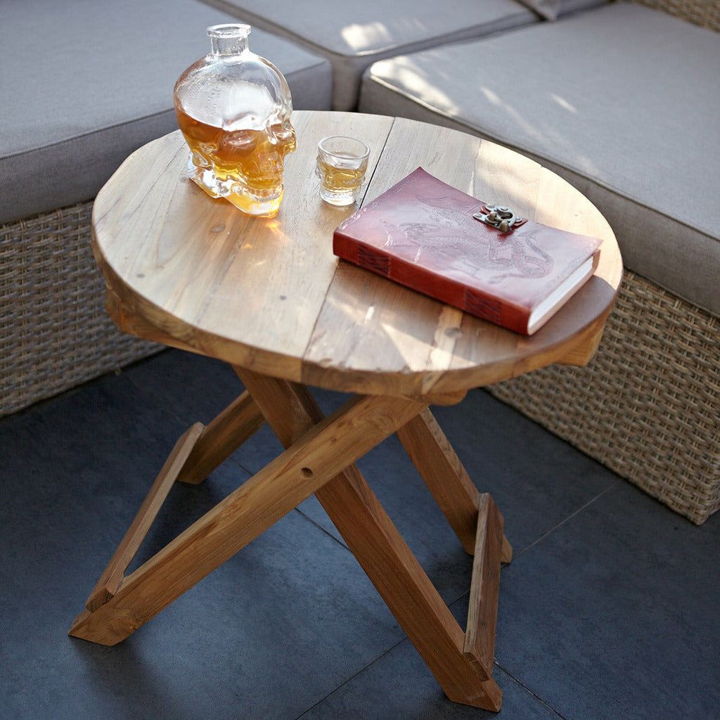 Emmy Jane Boutique Handmade Folding Wooden Coffee Table - Recycled Teak Wood - Fairly Traded