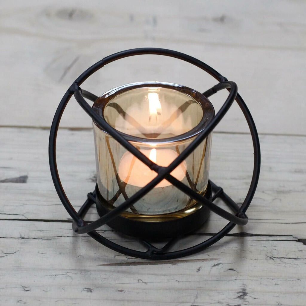 Emmy Jane Boutique Iron Votive Tea Light Candle Holder - 1 Cup Single Ball - Black