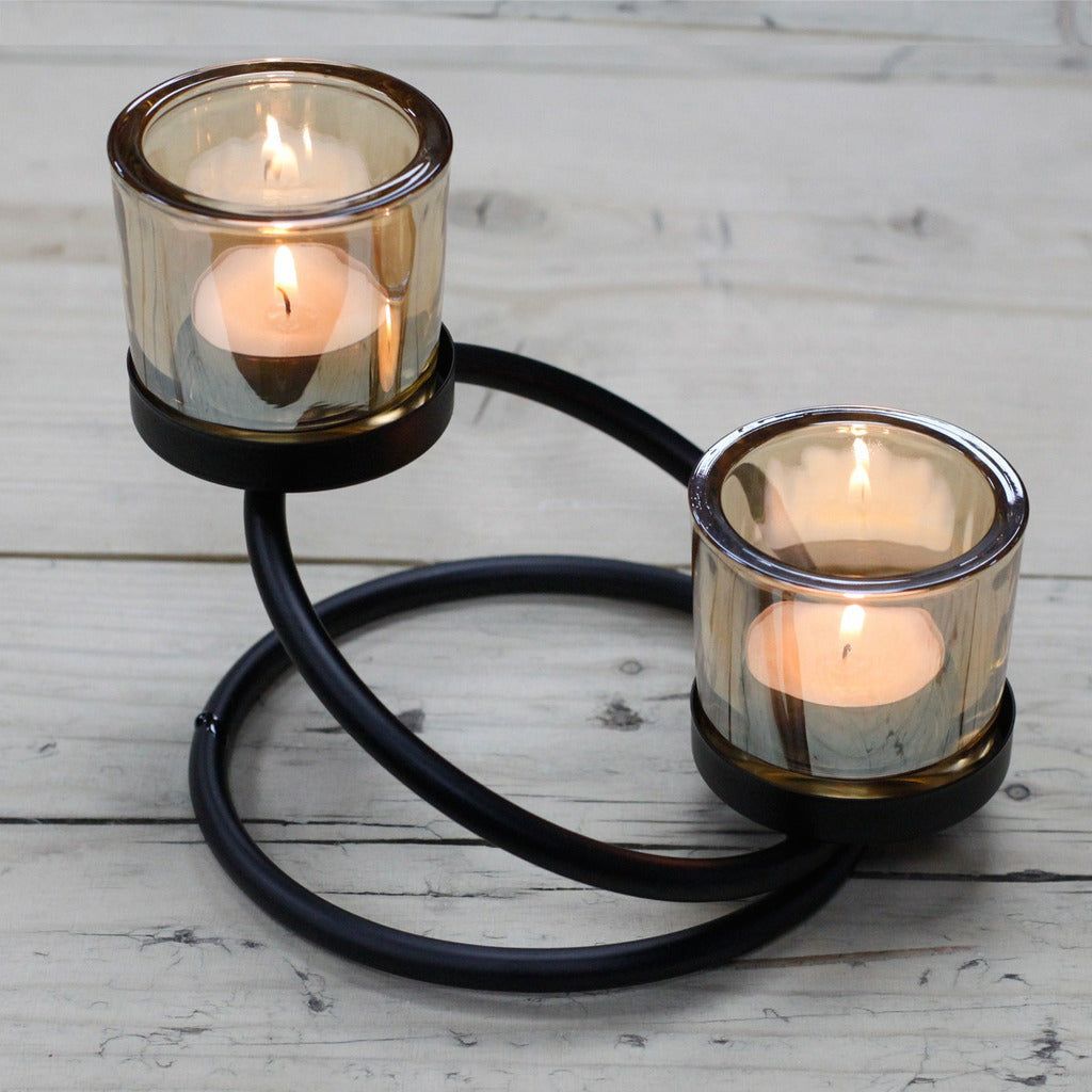 Emmy Jane Boutique Centrepiece Iron Votive Candle Holder - 2 Cup Double Step