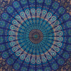 Emmy Jane Boutique Artisan Cotton Bedspread Wall Hanging - Mandala Blue Shades - Single or Double