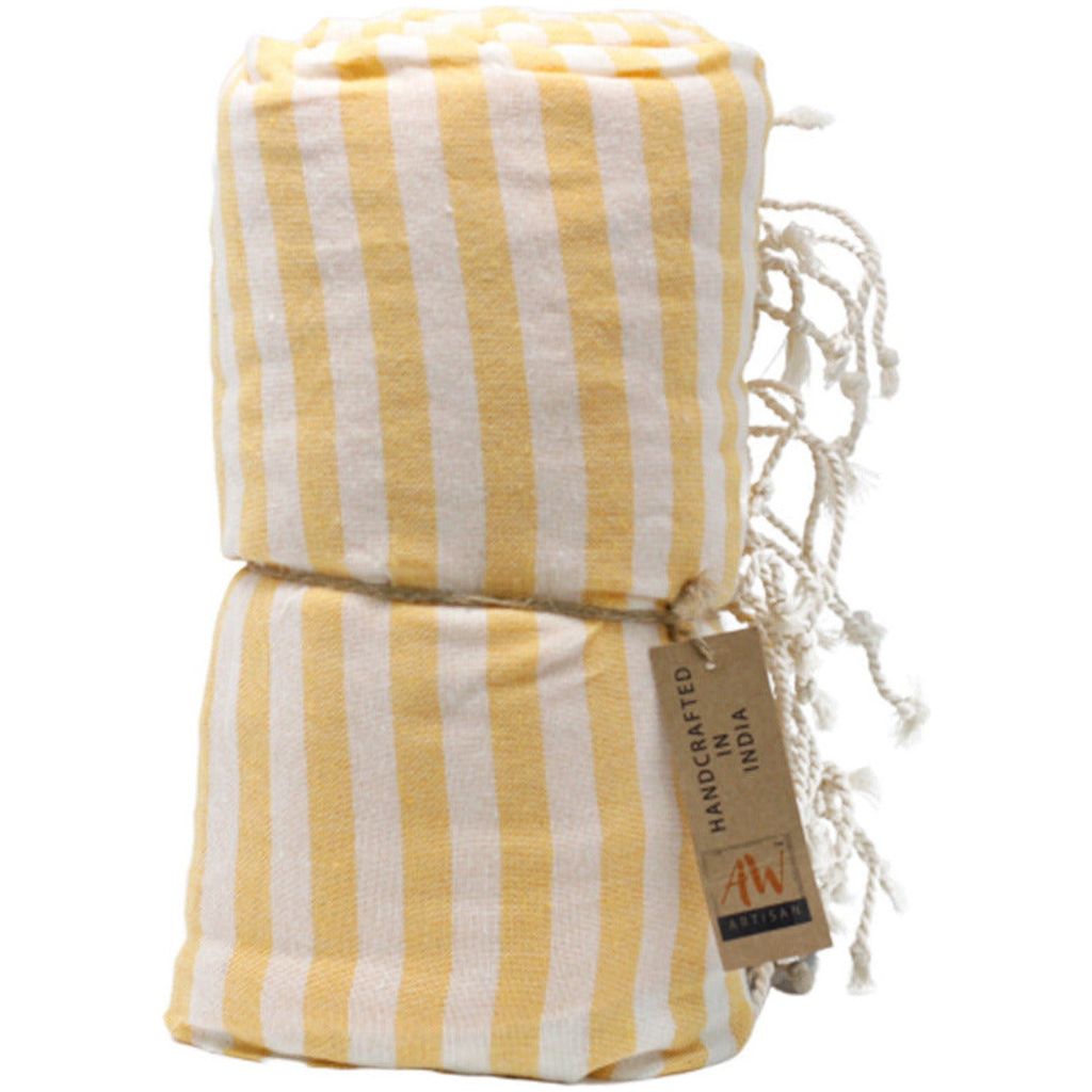 Emmy Jane Boutique AW Artisan - Indian Cotton Blend Pareo Towels - Striped Design Beach Towel - 5 Colours