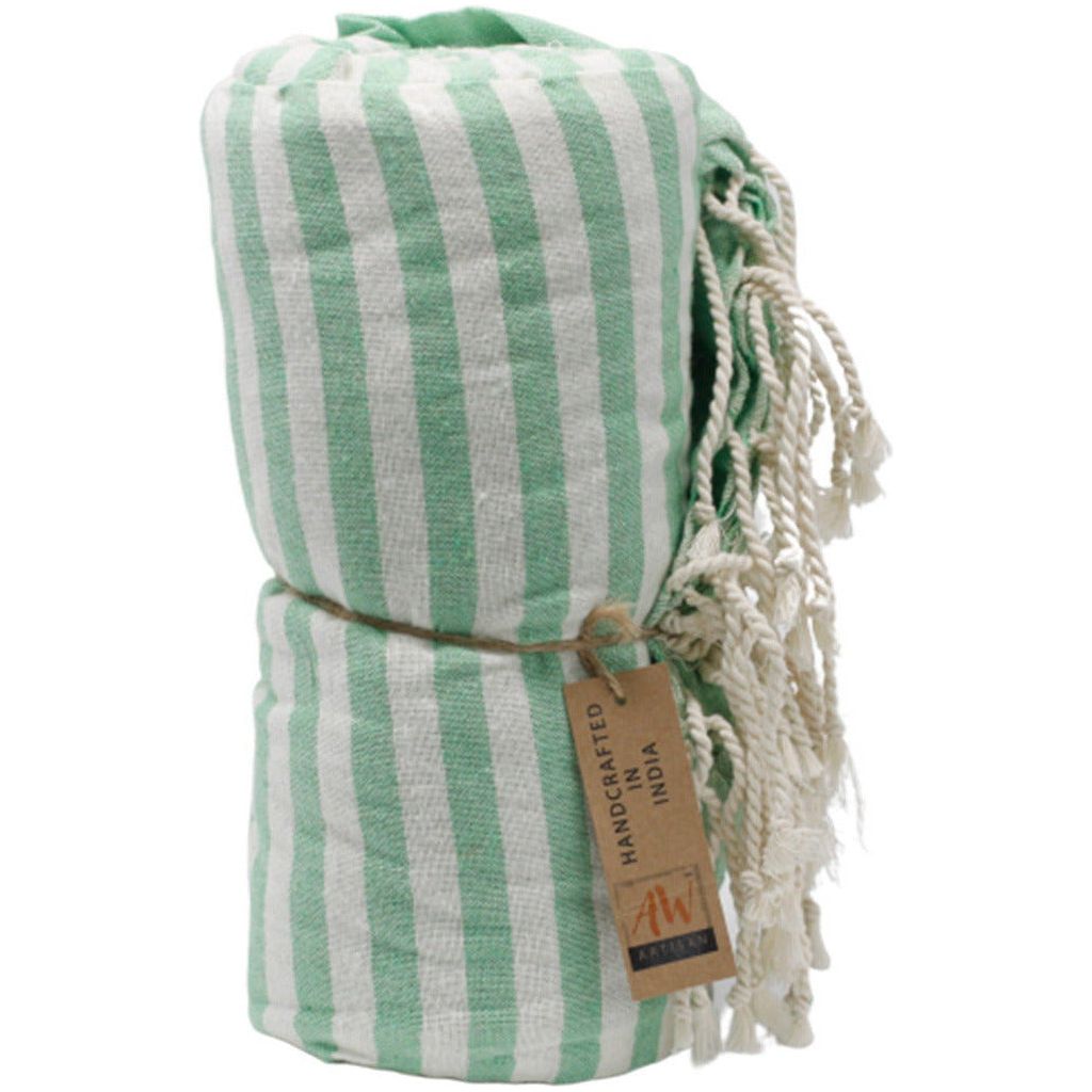 Emmy Jane Boutique AW Artisan - Indian Cotton Blend Pareo Towels - Striped Design Beach Towel - 5 Colours