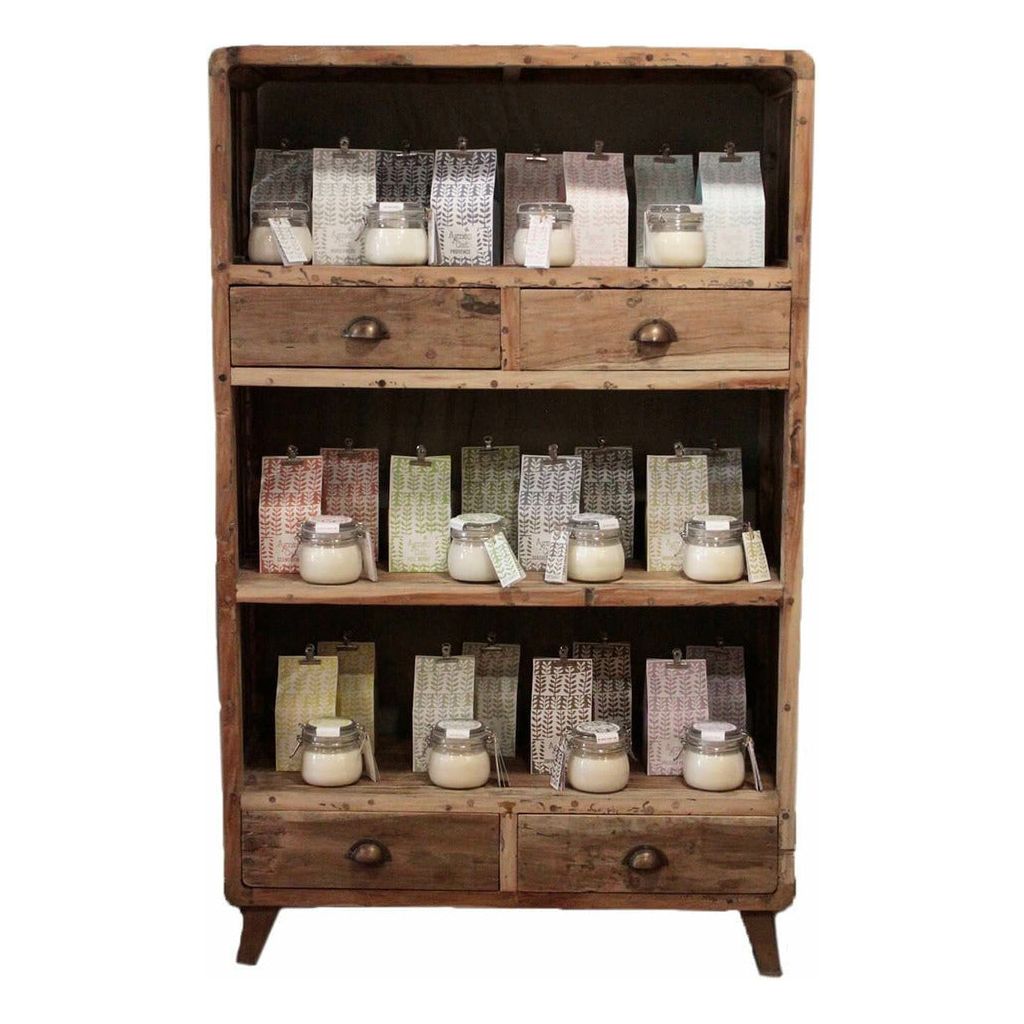 Emmy Jane Boutique Recycled Wooden Shelving Unit - Upcycled Teak Wood Shelves - Natural Homeware