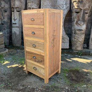 Emmy Jane Boutique Tall Wooden Chest of Drawers - Upcycled Wood from Retired Fishing Boats.