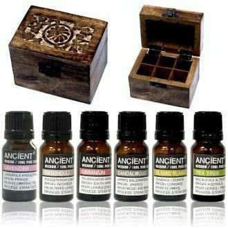 Emmy Jane Boutique Ancient Wisdom - Essential Oils & Mango Wood Box - Aromatherapy Gift Set