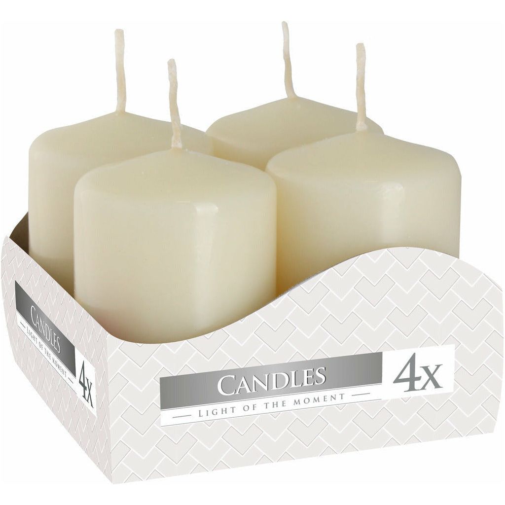 Emmy Jane Boutique Pillar Candles - Pack of 4 - Red or Ivory - 3 Sizes - Decorative Candle Set