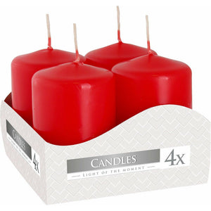 Emmy Jane Boutique Pillar Candles - Pack of 4 - Red or Ivory - 3 Sizes - Decorative Candle Set