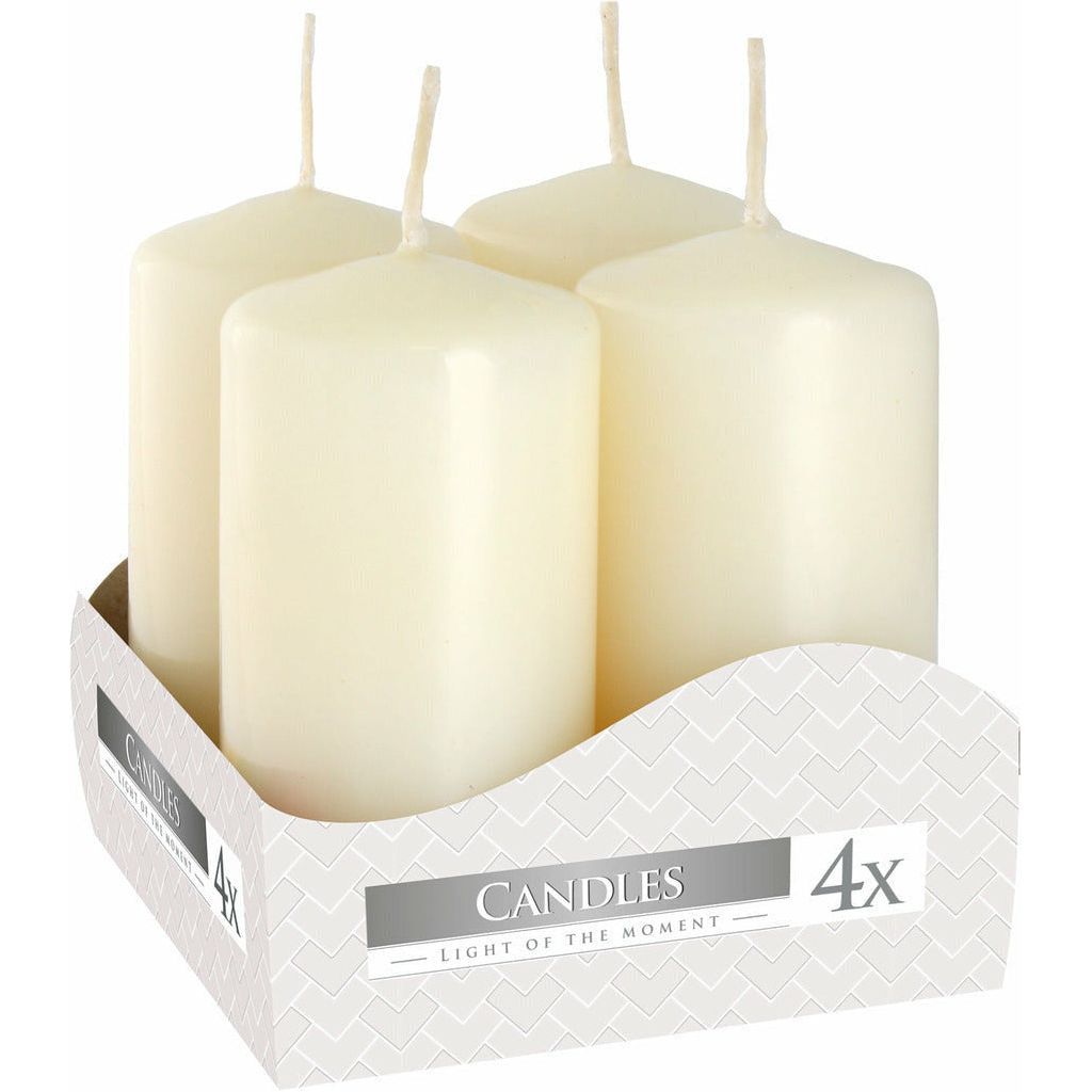 Emmy Jane Boutique Pillar Candles - Pack of 4 - Red or Ivory - 3 Sizes - Decorative Candle Set