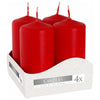 Emmy Jane Boutique Pillar Candles - Pack of 4 - Red or Ivory - 3 Sizes - Decorative Candle Set