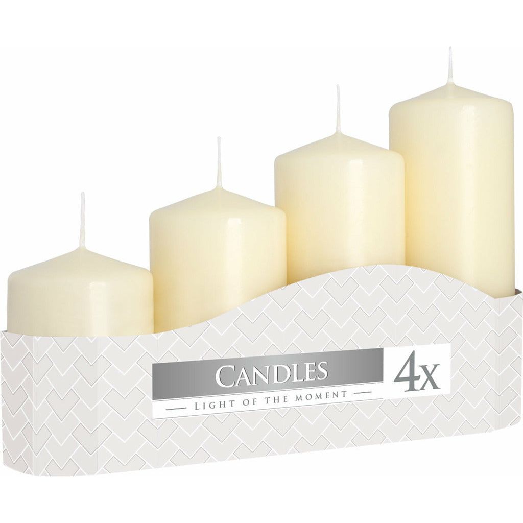 Emmy Jane Boutique Pillar Candles - Pack of 4 - Red or Ivory - 3 Sizes - Decorative Candle Set