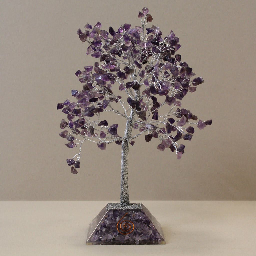 Emmy Jane Boutique Gemstone Tree with Orgonite Base - Amethyst Rose Quartz or Moss Agate