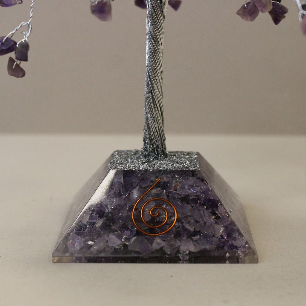 Emmy Jane Boutique Gemstone Tree with Orgonite Base - Amethyst Rose Quartz or Moss Agate