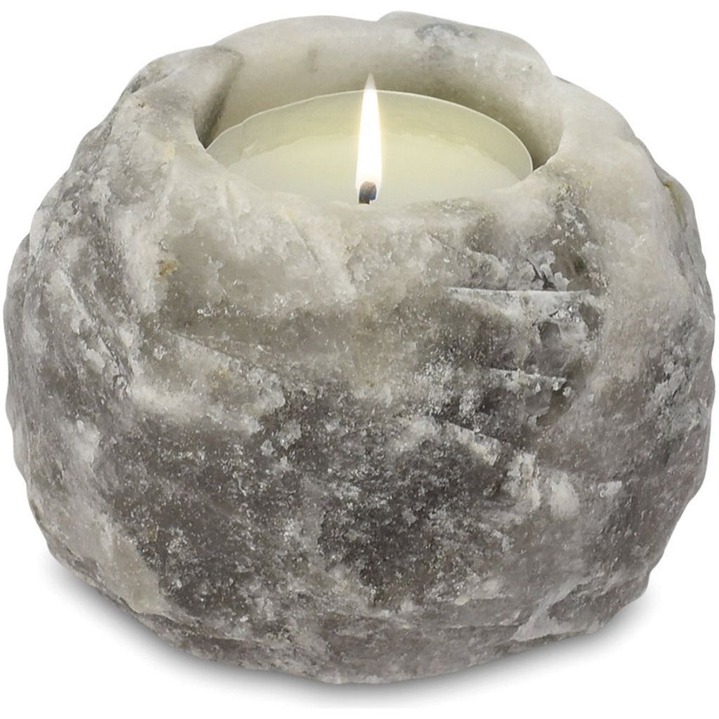 Emmy Jane Boutique Natural Himalayan Salt Rock Tealight Candle Holders - Grey or Pink