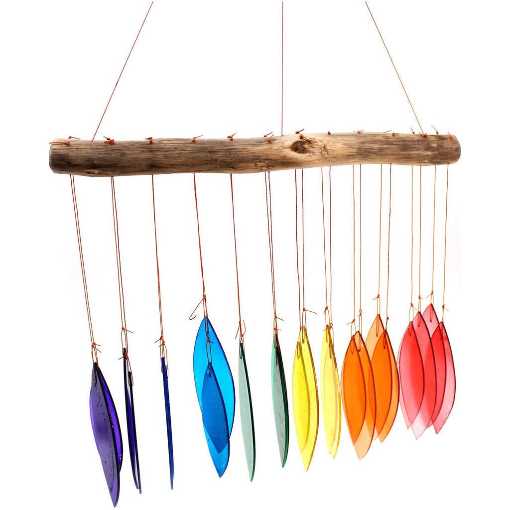 Emmy Jane Boutique Wind Chime - Handmade in Indonesia with Recycled Rainbow Glass & Driftwood