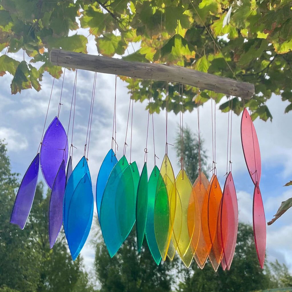 Emmy Jane Boutique Wind Chime - Handmade in Indonesia with Recycled Rainbow Glass & Driftwood