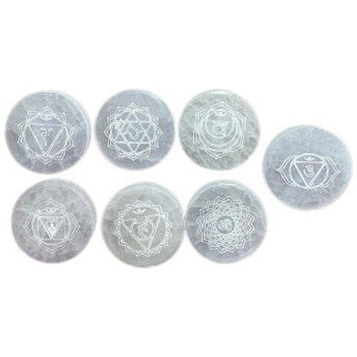 Emmy Jane Boutique Decorative Plates - Chakra Set of 7 Selenite Charging Plates