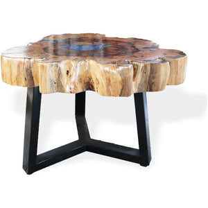 Emmy Jane Boutique Wooden Coffee Table - Natural Tamarind Wood and Resin - Aqua and Sky Blue