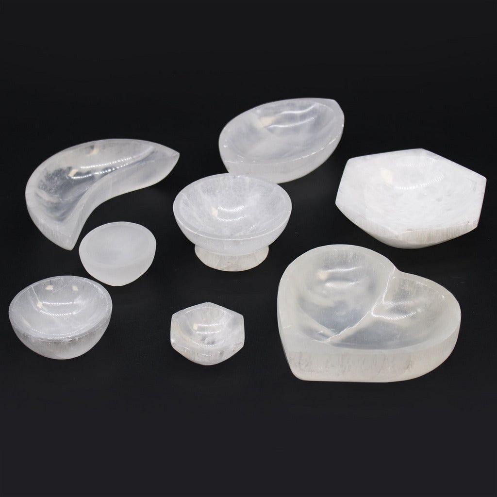 Emmy Jane Boutique Decorative Bowls - Natural Moroccan Selenite Crystal - 9 Shapes & Sizes