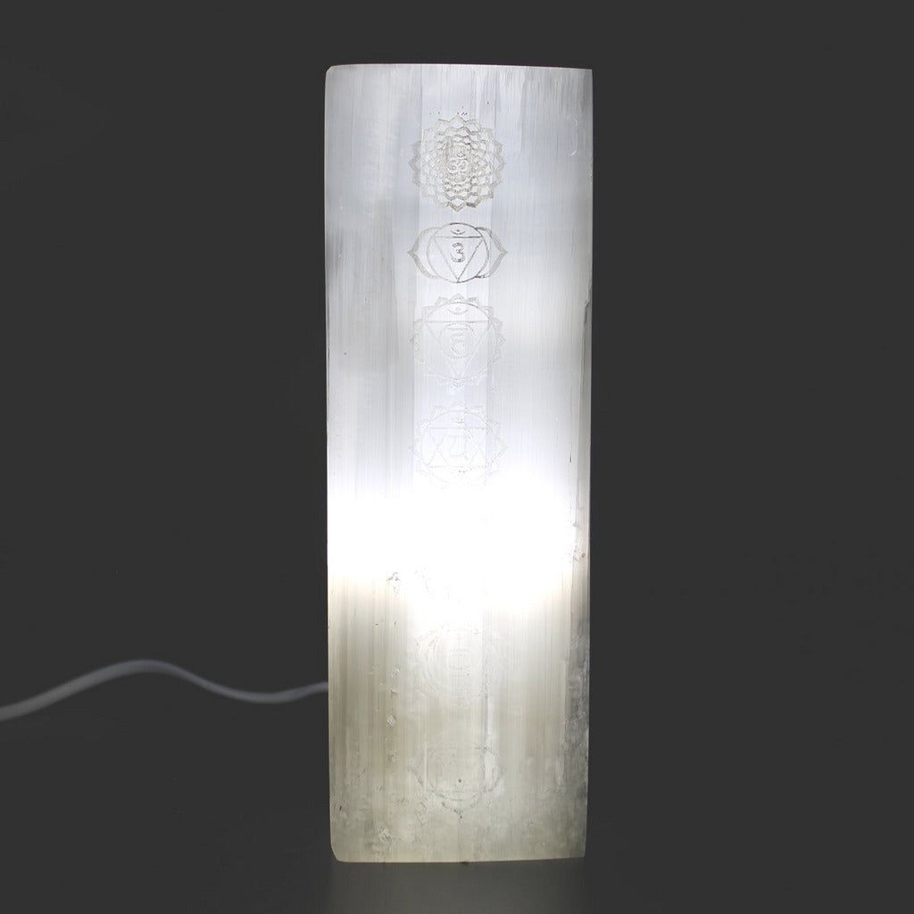 Emmy Jane Boutique Natural Selenite Stone Block Lamp - Tree of Life or Chakra - Fairly Traded