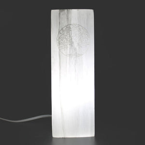 Emmy Jane Boutique Natural Selenite Stone Block Lamp - Tree of Life or Chakra - Fairly Traded