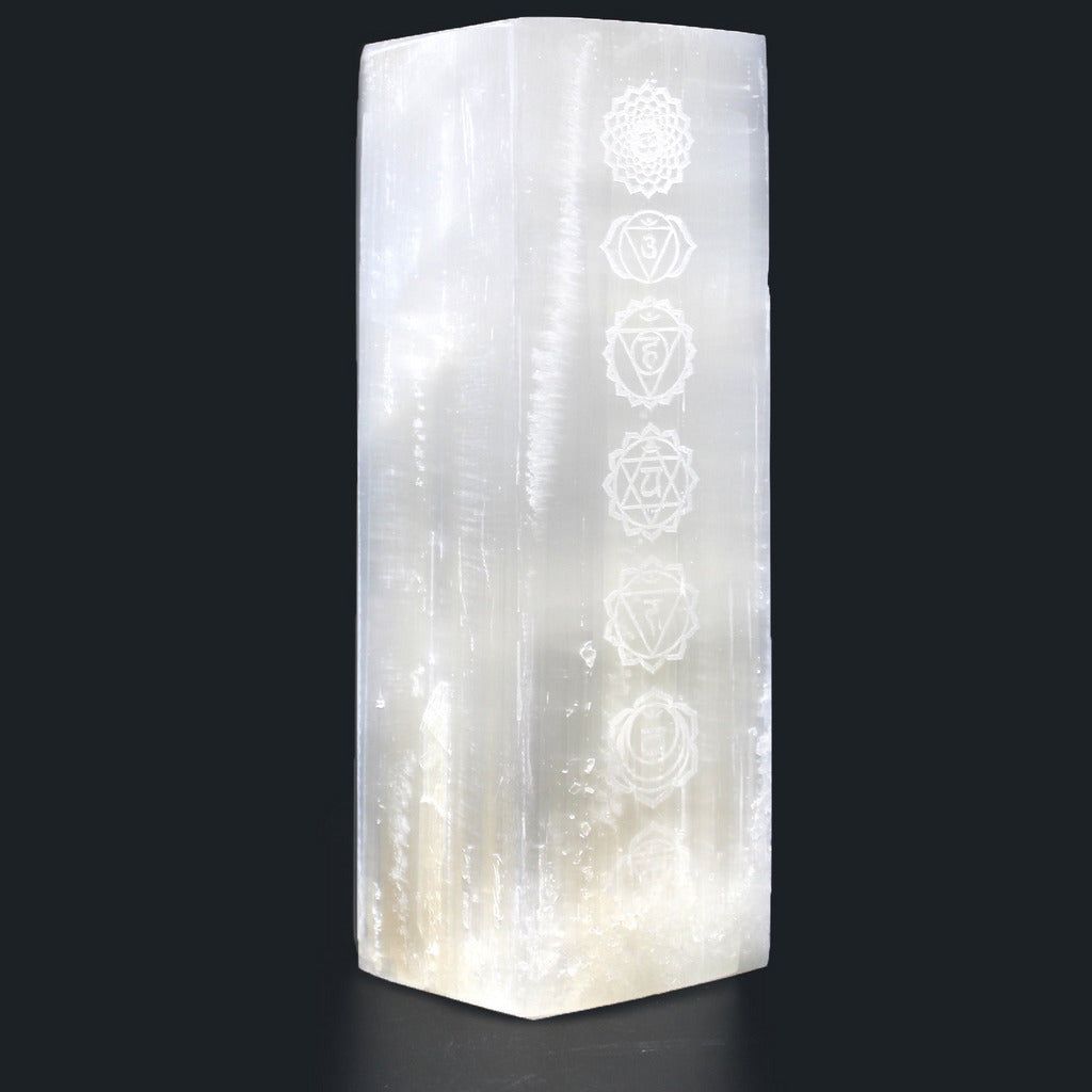 Emmy Jane BoutiqueNatural Selenite Stone Block Lamp - Tree of Life or Chakra
