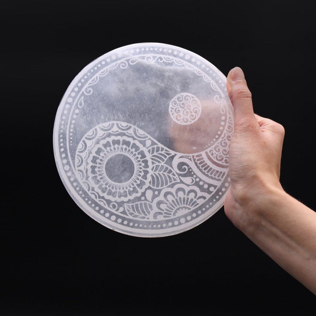 Emmy Jane Boutique Decorative Selenite Charging Plates - Mandala Feng Shui or Natural Designs