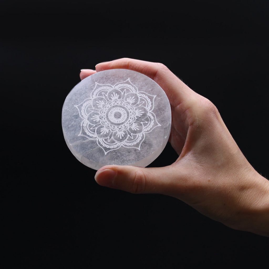 Emmy Jane Boutique Decorative Selenite Charging Plates - Mandala Feng Shui or Natural Designs