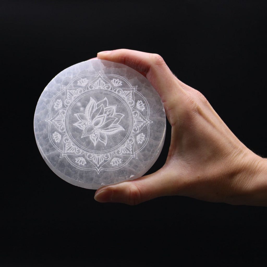 Emmy Jane Boutique Decorative Selenite Charging Plates - Mandala Feng Shui or Natural Designs