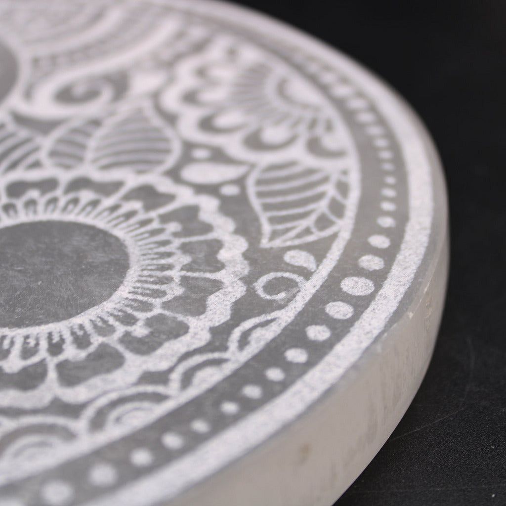 Emmy Jane Boutique Decorative Selenite Charging Plates - Mandala Feng Shui or Natural Designs