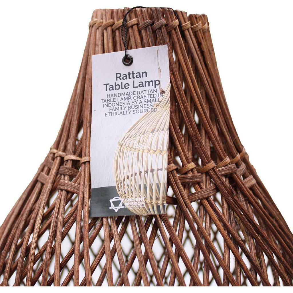 Emmy Jane Boutique Natural Homeware Handmade Rattan Table Lamps - Black Brown or Natural