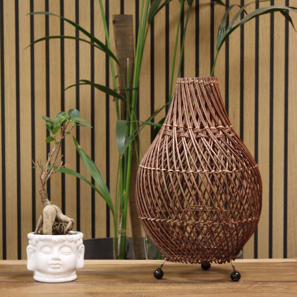 Emmy Jane Boutique Natural Homeware Handmade Rattan Table Lamps - Black Brown or Natural