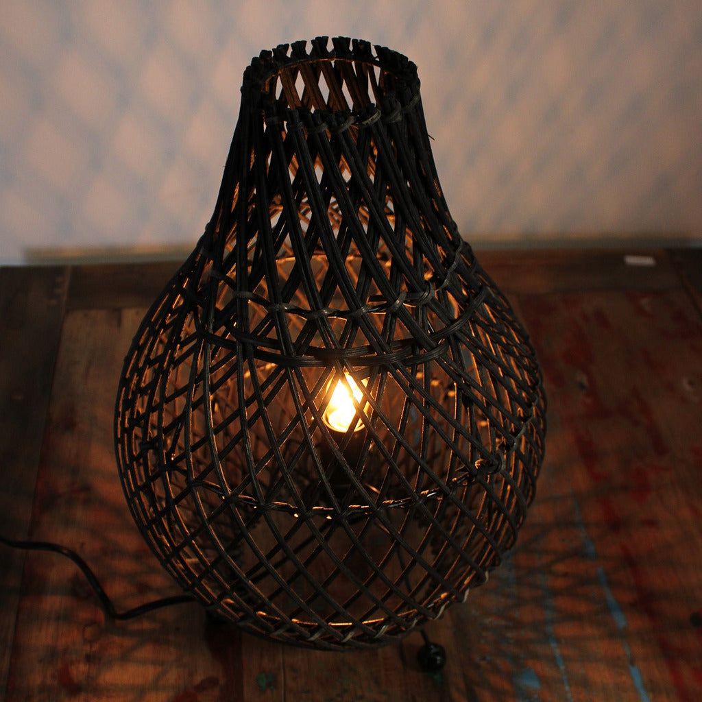 Emmy Jane Boutique Natural Homeware Handmade Rattan Table Lamps - Black Brown or Natural