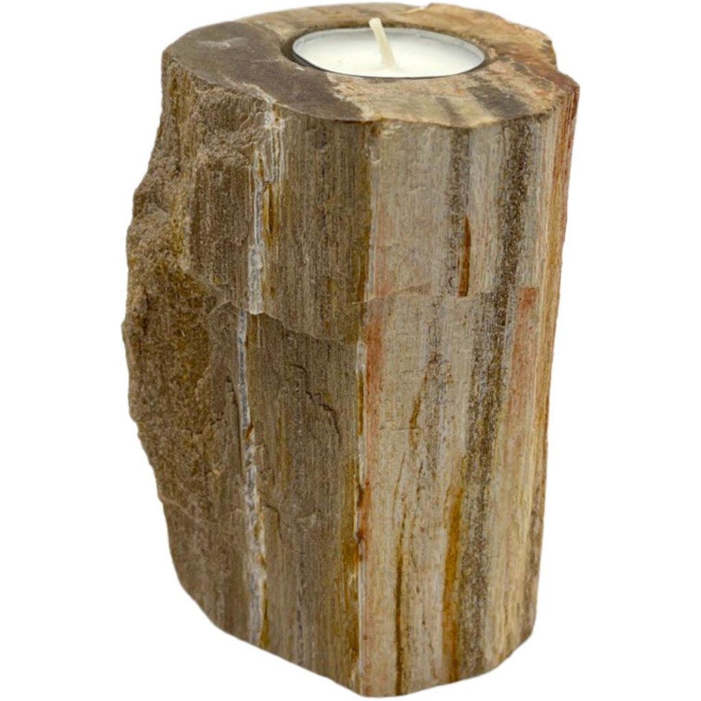 Emmy Jane Boutique Petrified Wood Candle Holder - Handcarved & Fairly Traded