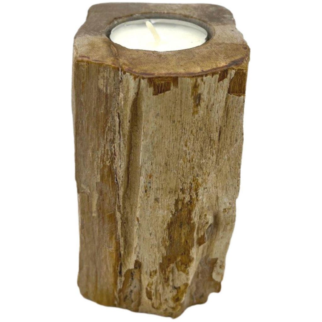 Emmy Jane Boutique Petrified Wood Candle Holder - Handcarved & Fairly Traded