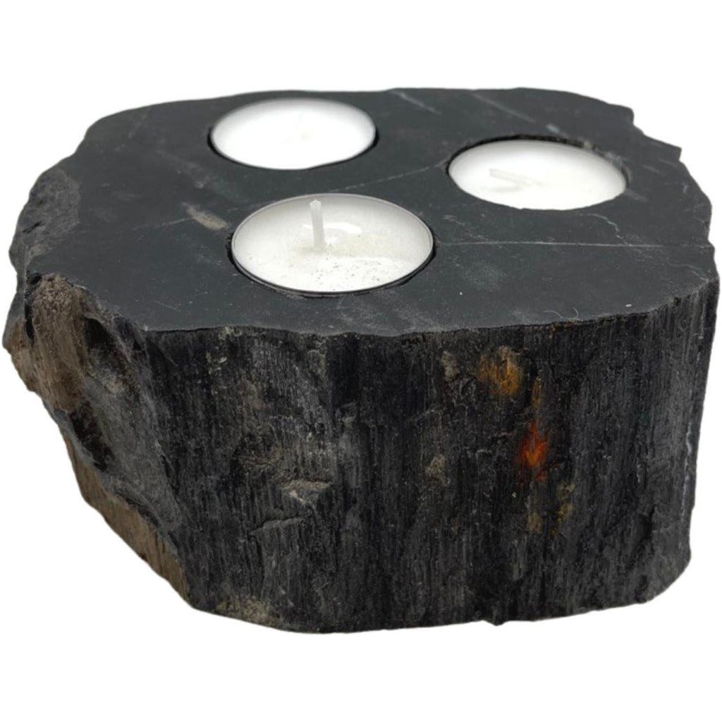 Emmy Jane Boutique Petrified Wood Candle Holder - Handcarved & Fairly Traded