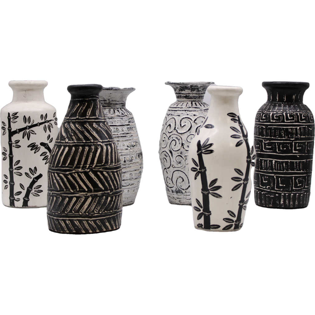 Emmy Jane Boutique Ceramic Vases from Lombok - Indonesian pottery - Fairly Traded - Black & White