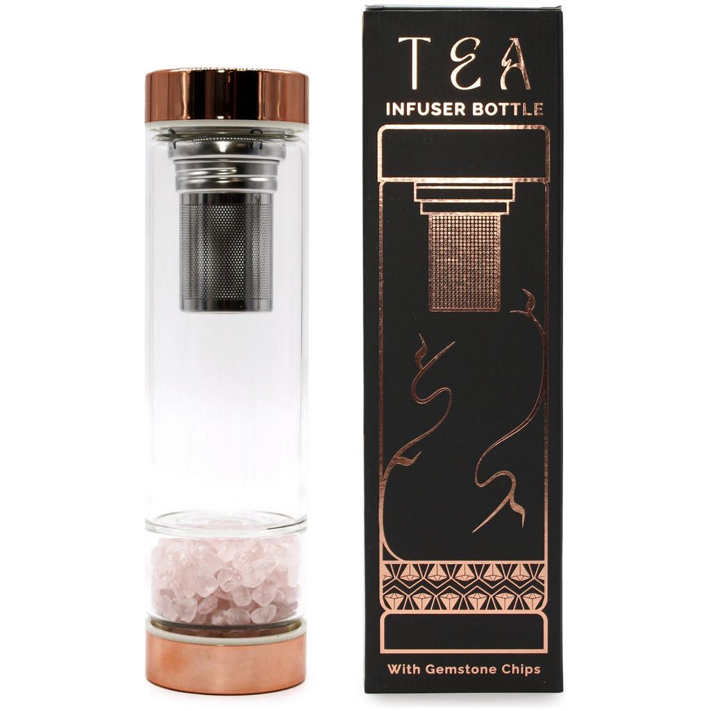 Emmy Jane Boutique Crystal Glass Tea Infuser Bottle - Glass Water Bottle with Gemstones