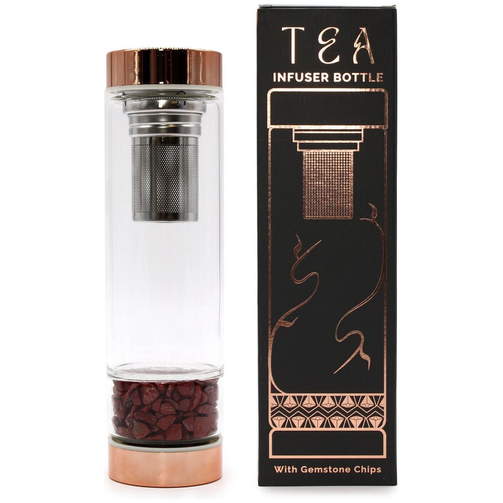 Emmy Jane Boutique Crystal Glass Tea Infuser Bottle - Glass Water Bottle with Gemstones