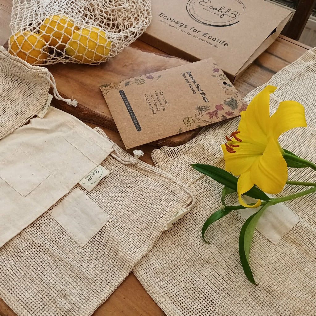 Emmy Jane Boutique Ecolif3 - Organic Beeswax Food Wrap and Bags Storage Kit - Plastic Free