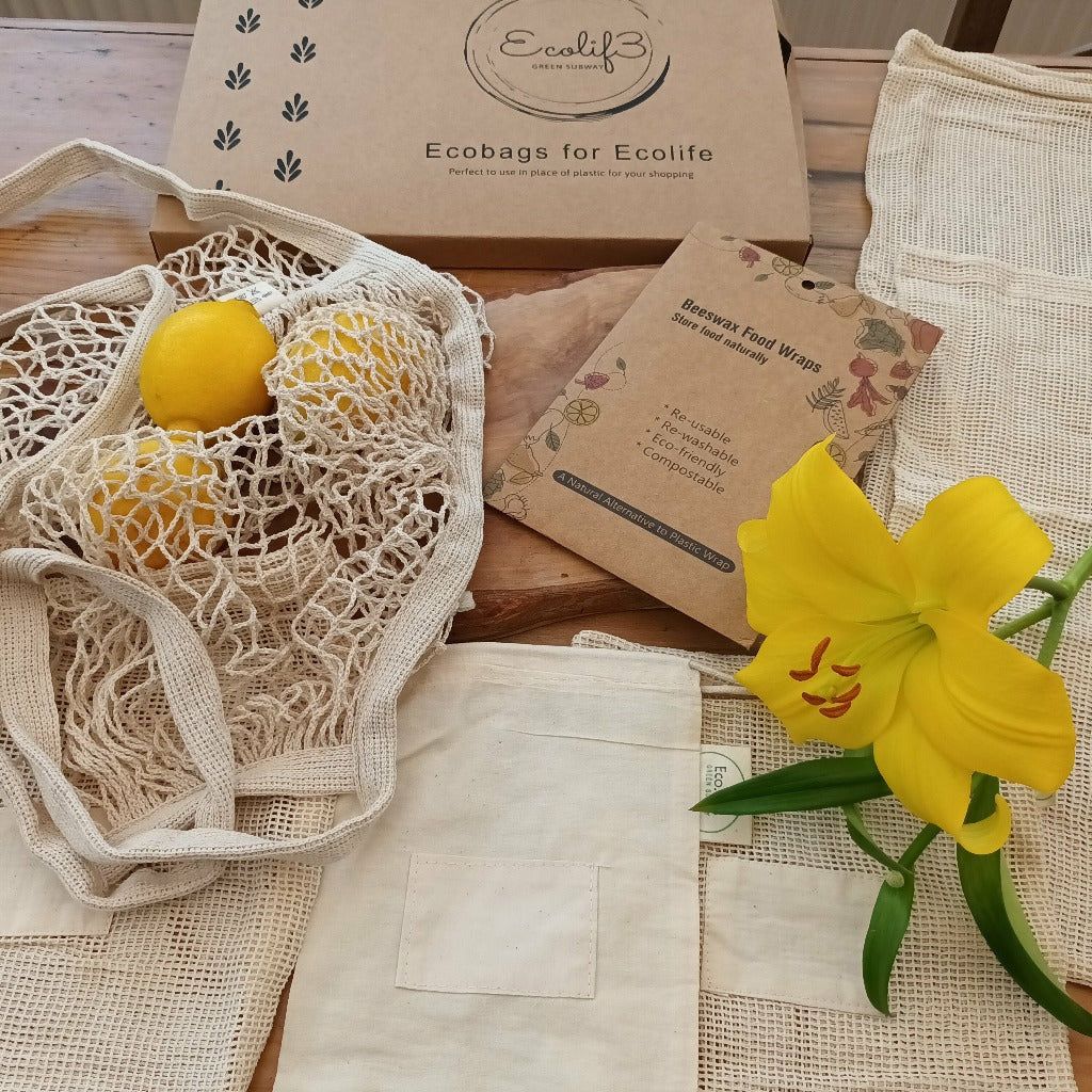Emmy Jane Boutique Ecolif3 - Organic Beeswax Food Wrap and Bags Storage Kit - Plastic Free