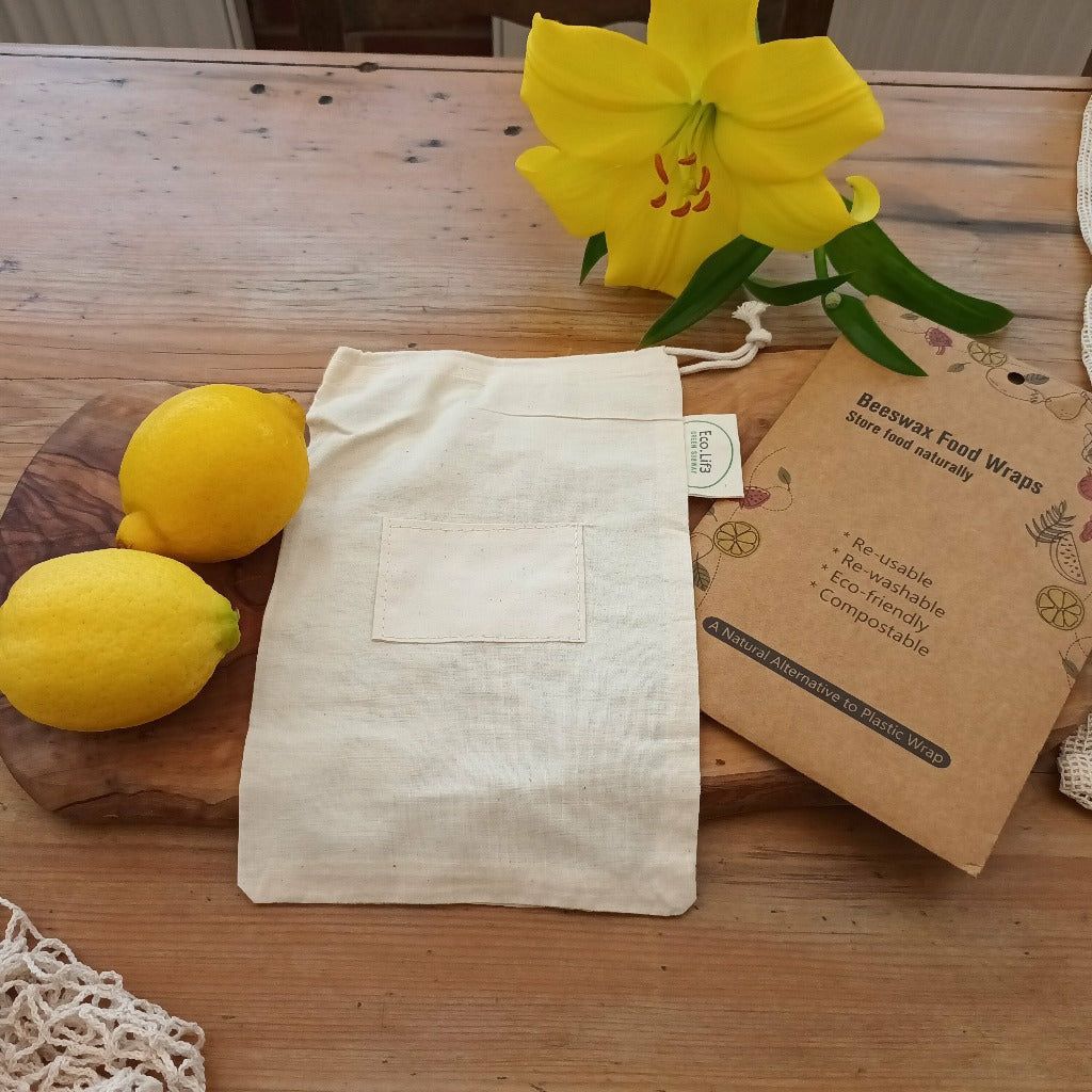 Emmy Jane Boutique Ecolif3 - Organic Beeswax Food Wrap and Bags Storage Kit - Plastic Free