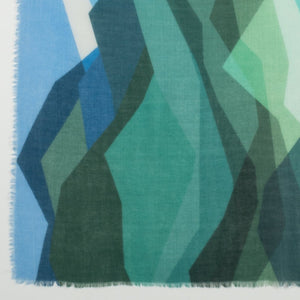 Abstract Peaks Merino Wool Scarf - Green Multi-1
